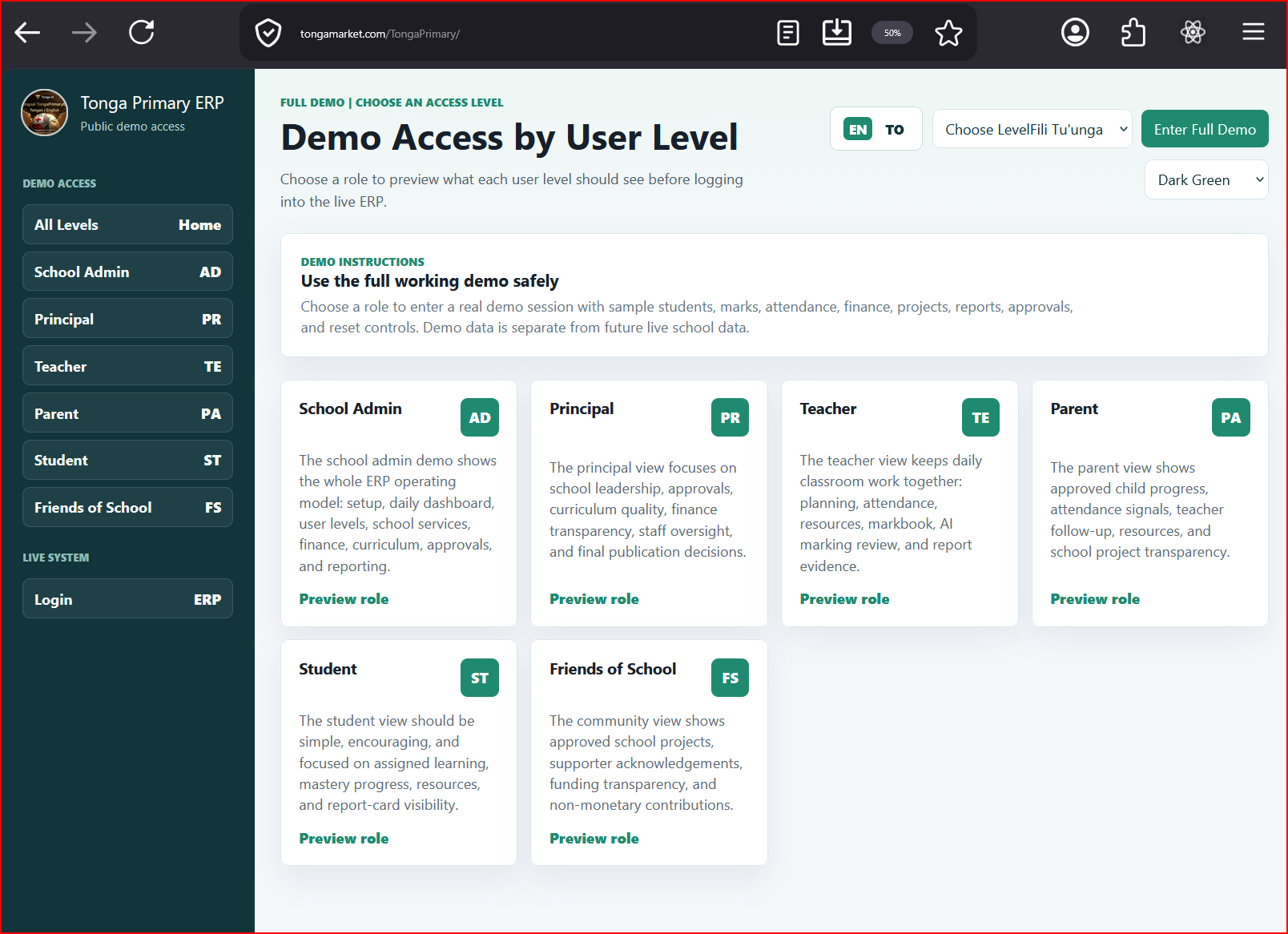 Contact page form example used for migration and testing